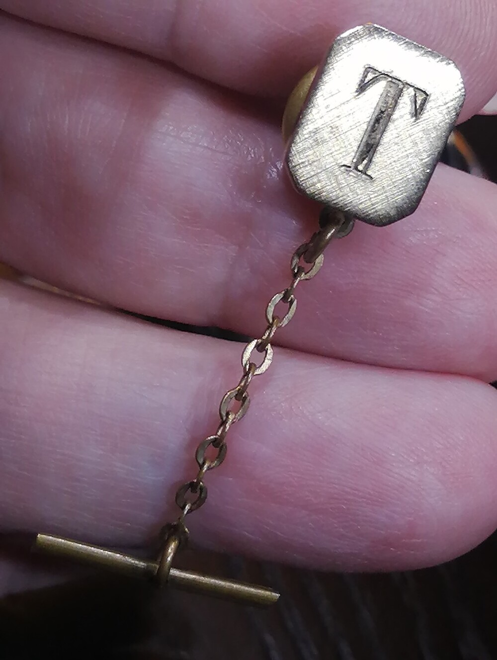 Vintage Gold-Tone 'T' Initial Tie Tack
